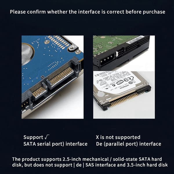 USB 3.0 til SATA-adapterkabel til 2,5\" SSD HDD, 6 Gbps, sort, 32 cm