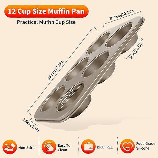 2-pak stål muffinforme, non-stick bageplade til muffins, cupcakes, kager