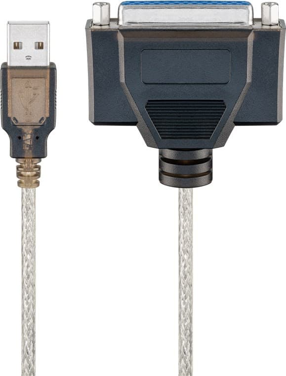 USB-printerkabel, gennemsigtigt, 1,5 m, USB-A til D-SUB, kompatibelt med USB 1.1/2.0