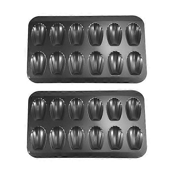 2-pack Non-Stick Madeleineformar, 12-håls Skalformar för Bakning