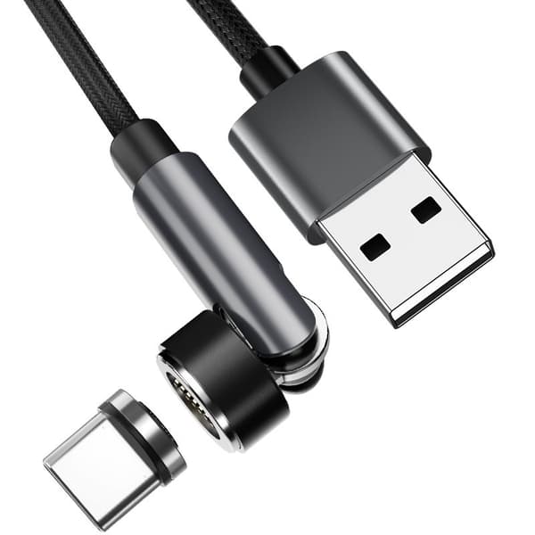 Magnetisk USB-C Laddningskabel 3A Snabbladdning 2m Svart