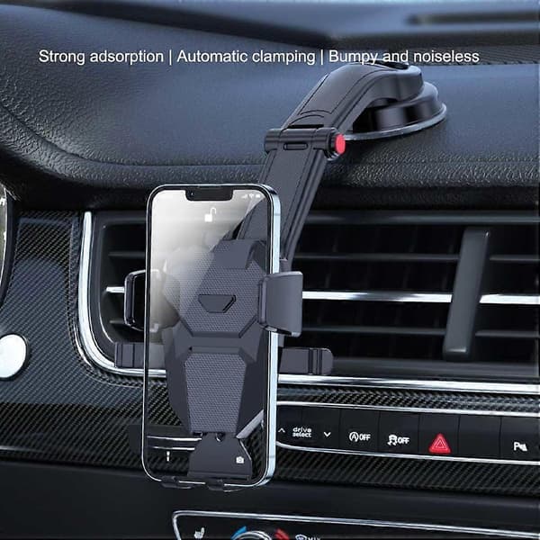 Sugekop Biltelefonholder 360° Roterende Stativ Justerbart Tilbehør Sort Air Outlet support