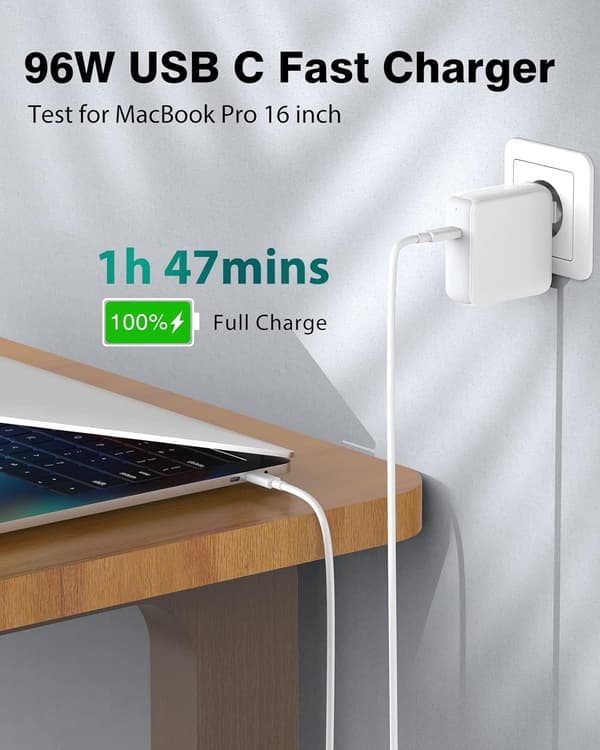 96W USB-C-laddare för MacBook Pro, 2m kabel, snabbladdning