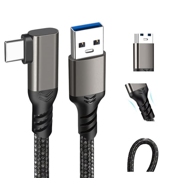 VR-datakabel USB-C vinklet 3m til Oculus Quest 2, LINK Streaming & kameraforbindelse