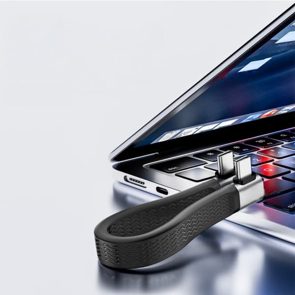 USB4.0 USB-C–USB-C-kaapeli, 240W, 40Gbps, kulmaliittimet, TPE, 13cm, musta