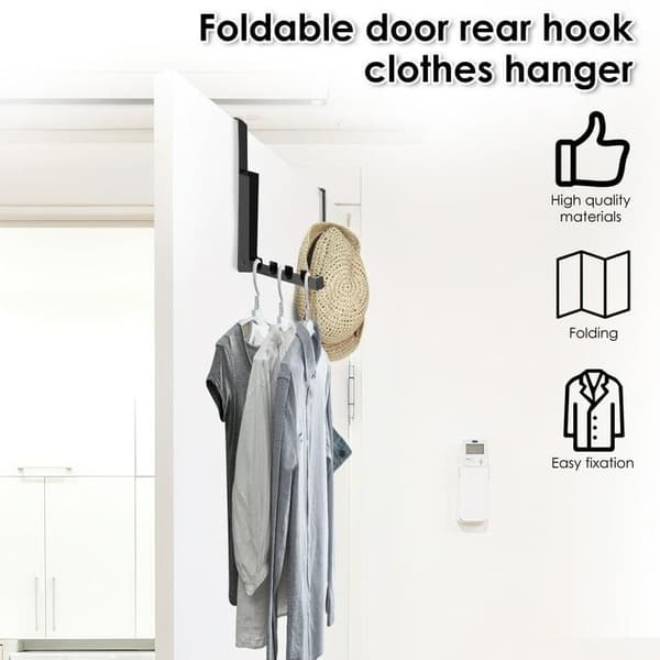 Dørkroge bøjle, foldbart tørrestativ (sort, 20*2*25cm)