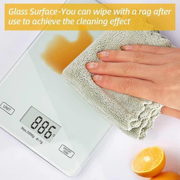 Digital köksvåg med glas, hög precision.