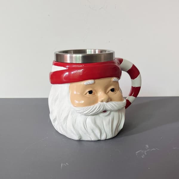 Julekrus med julemandsdesign, rustfrit stål, 250 ml, 13x10x10 cm