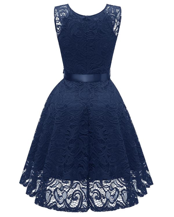 Cocktailklänning för damer, spets, elegant NAVY  BLUE M