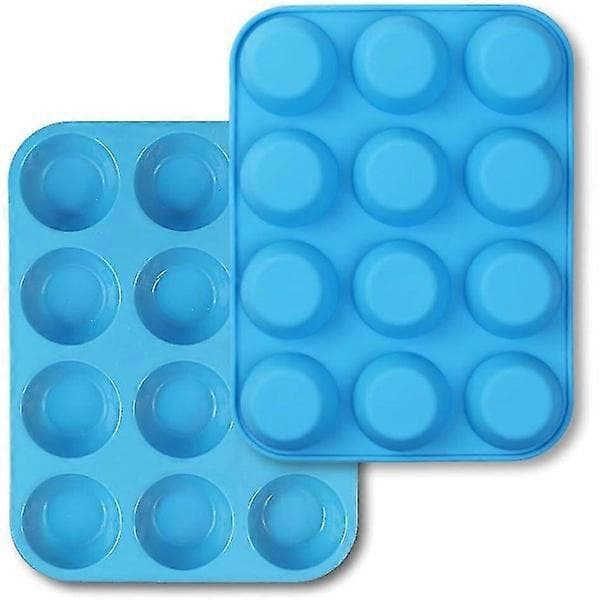 12-håls silikonmuffinsform, 2-pack non-stick bakformar