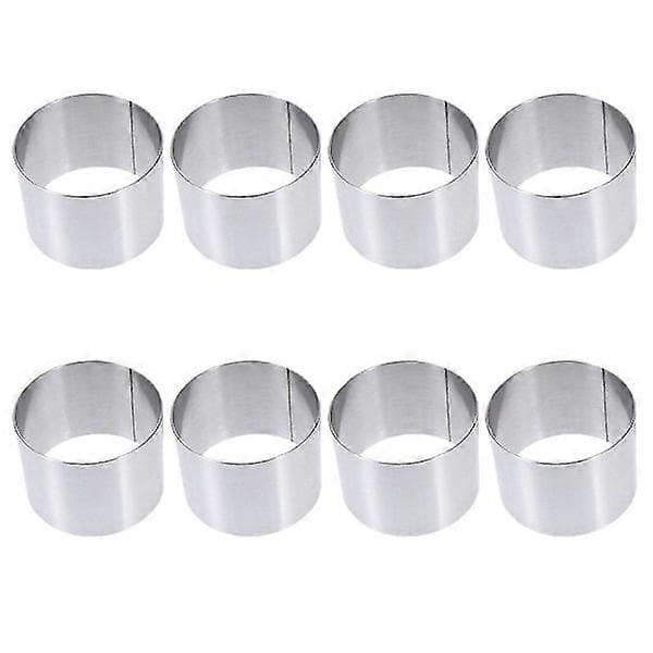 8 st Silver Metall Runda Kakformar 6x6x5cm