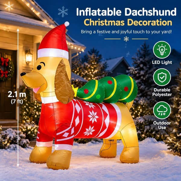 Oppblåsbar dachs juledekorasjon 2,1 m, LED-lys, utendørs hagedekorasjon Australian regulations