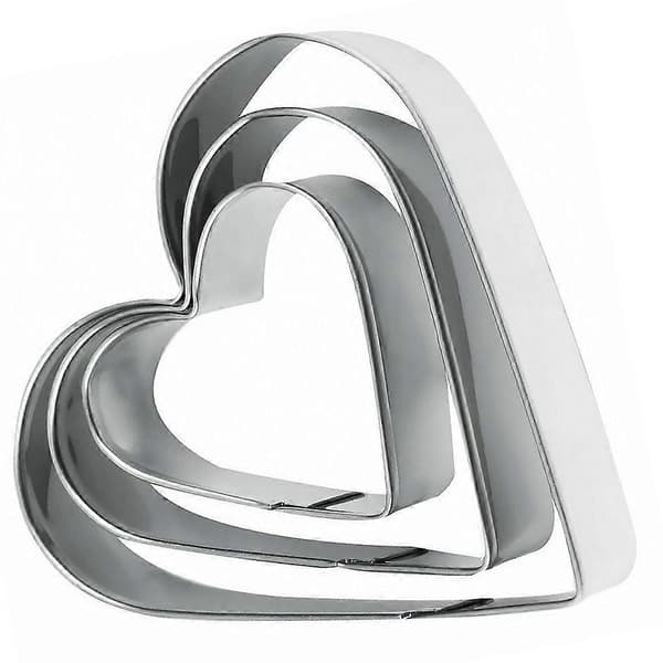Kjeksform Kakestøpeform Rustfritt Stål Grønnsaksfrukt Kjeksutstikker silver & 3pcs Heart shaped 3.5cm 5cm 6.5cm