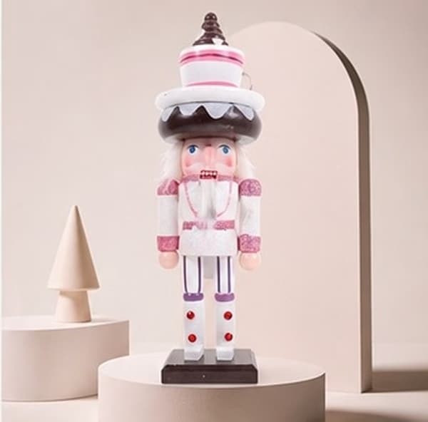Nøddeknækker-figur i træ, trædukke-pynt til julebordet