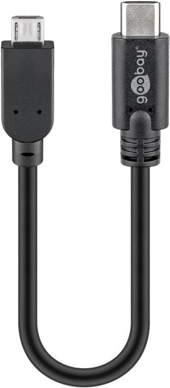 USB-C til Micro-B OTG-kabel, 0,2 m, sort, opladning og datasynkronisering