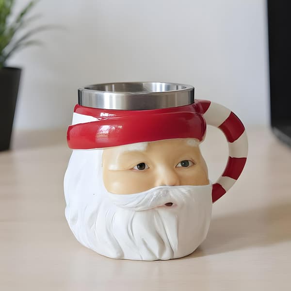 Julekrus med julemandsdesign, rustfrit stål, 250 ml, 13x10x10 cm
