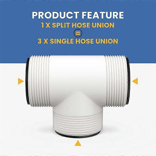 Slangeadapterudskiftning til & Pool Split Slange T-stykke T-samling med 3 L-ringe-forbindelse, forbinder