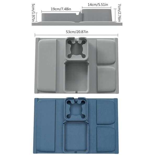 Multifunktionel Sofaarmlænsbakke Bord Stue Sofa Sidebord Organizer Grå