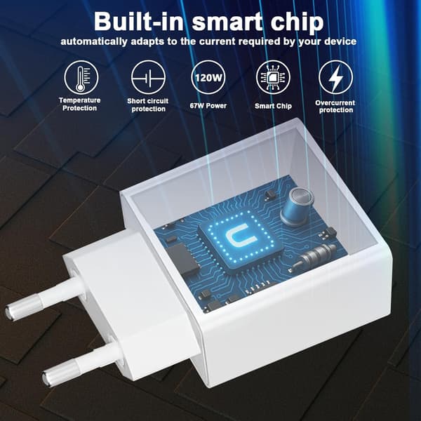 90W USB-C hurtigoplader med 6A 1m TPE-kabel, kompatibel med Xiaomi/POCO-telefoner, sort