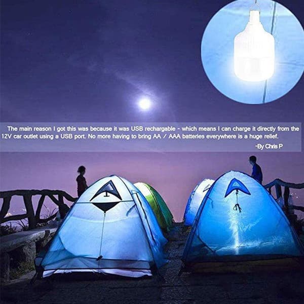 80W USB Genopladelig LED Pære til Camping Fiskeri Nødlys