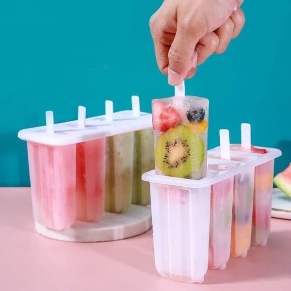 4-pack Popsicle Form med Lock, Gör-det-själv Glassmaskin A