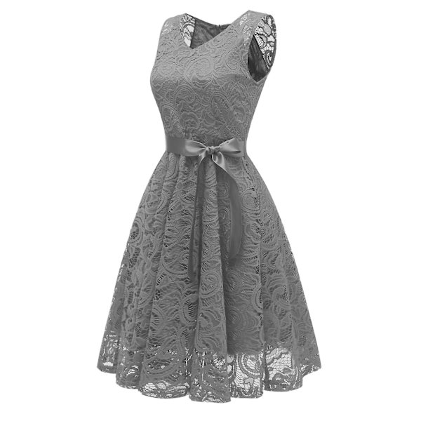 Cocktailklänning för damer, spets, elegant GREY M