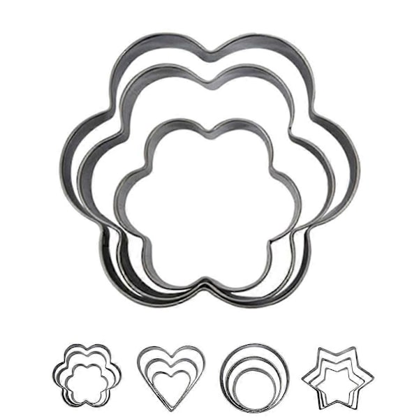 Bageforme Blomsterform Rustfrit Stål Æggeform Køkken Cookie DIY Forme Sæt Heart-shaped
