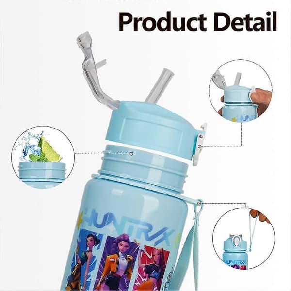 700 ml K-Pop Demon Hunters vattenflaska med sugrör och fällbart lock, bärbar drickskopp för resor, träning och presenter White