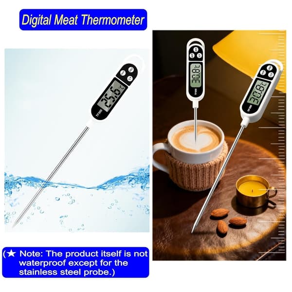 Digitalt kjøtttermometer med rustfri stålsonde, vanntett AQUAFORGE