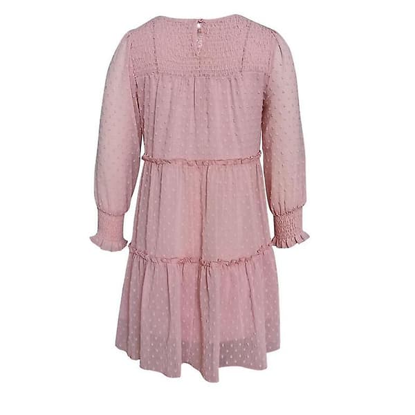 Jacquard Dam Vår Sommar Temperament Rund Hals Långärmad Korta Klänningar Green S