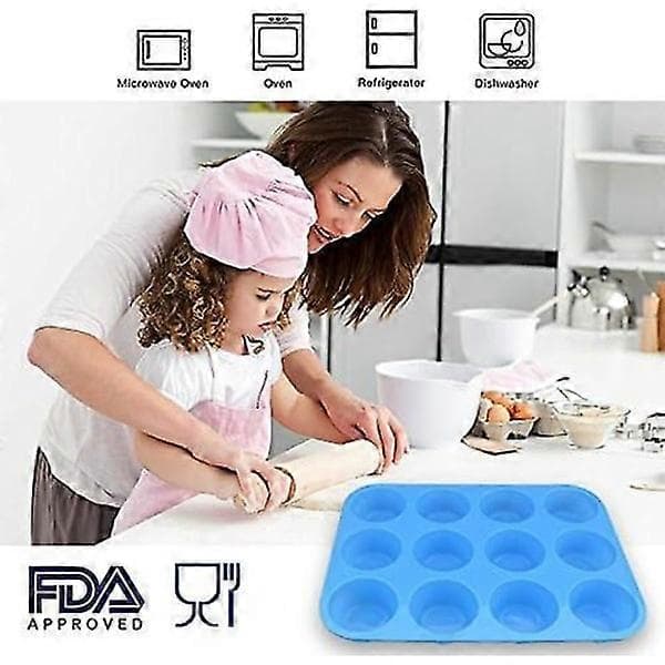 12-kops silikone muffinform, 2-pak non-stick bageforme