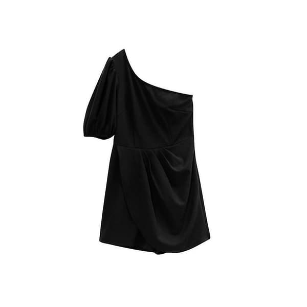 Enfärgad One Shoulder Bodysuit Dam Sommar Temperament Pendlar Bodysuit Blue L