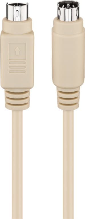 PS/2-kabel för tangentbordsmus, Mini-DIN 6-stift, beige, 5m, rund kabel