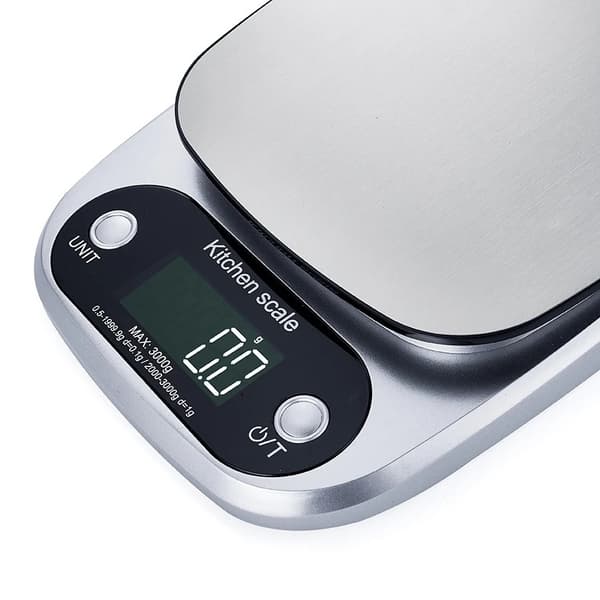 3 kg digital køkkenvægt med LCD-display, rustfrit stål
