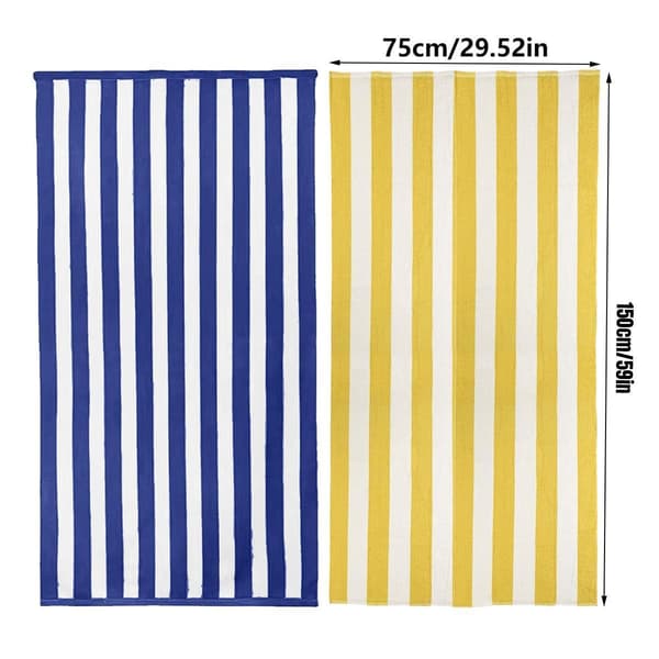 4 stk. stribede badehåndklæder 75x150cm bløde absorberende bomuldshåndklæder til badeværelset blå