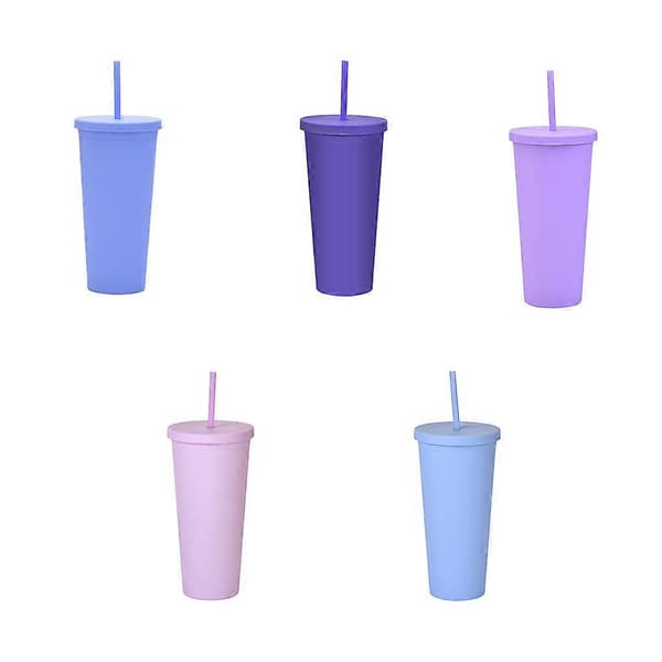 Vattenflaska Vakuumflaska Sugrör Mugg Campingutrustning Förtjockad Design Bright Blue
