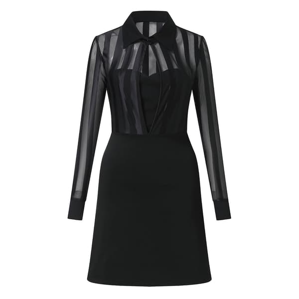 Dame Mesh Langermet Pullover Tunika Kjole Paljett Tyllkjole xxl