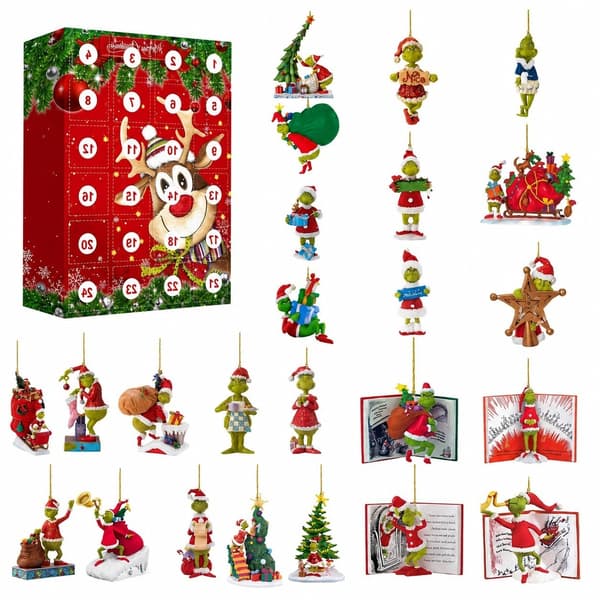 Grinch jul-akryl-blindbox, 24-dagars julkalender-hänge, pennfodral Type C