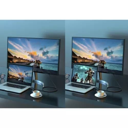 HDMI 2.1 -kaapeli 2m, 8K 60Hz Ultra HD, 48Gbps, kullattu, nailonpunottu