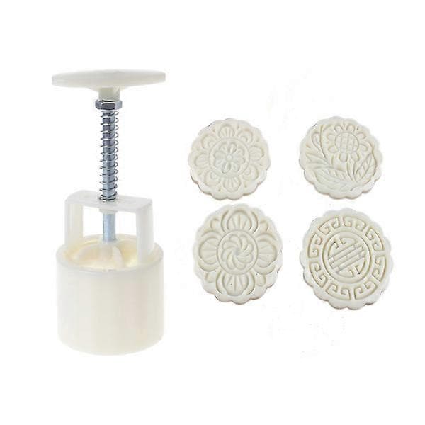 4 stk. Blomster Mooncake Forme 100g Runde Dekorstempler