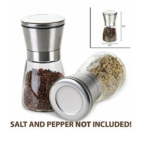 180ML Moderne Salt/Pepper Krydderkvern i Rustfritt Stål og Glass