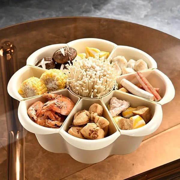 Multifunktionell Hot Pot-tallrik 9 Fack Serveringsfat Grönsaksbricka Snacksbricka