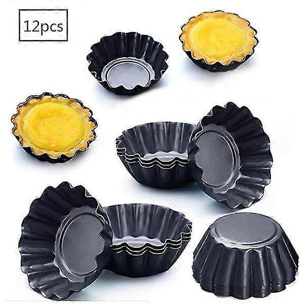 12-pakning Mini Stål Kakeform, 7,5 cm Eggform for Baking av Desserter