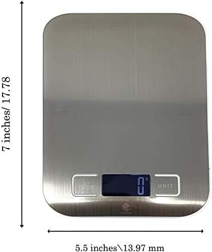 5 kg digitalvægt i rustfrit stål med LCD-display.