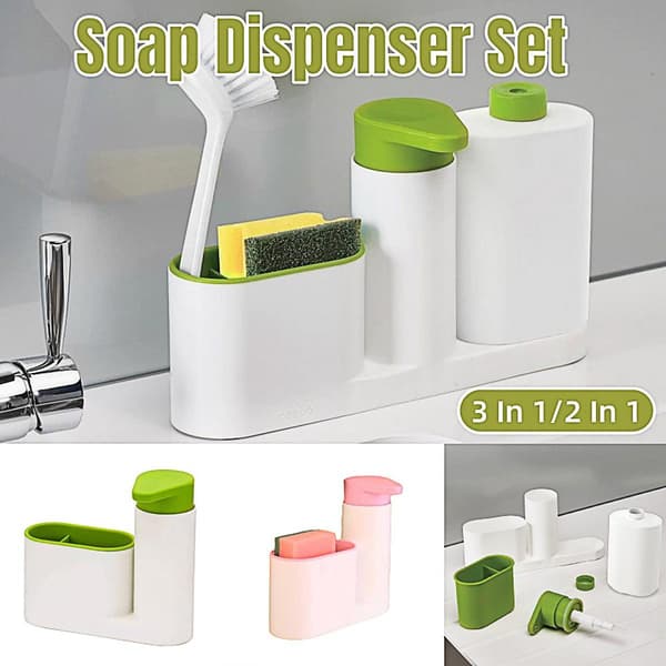 2/3 i 1 Sæbedispenser Organizer Håndsprit Vaskemiddelholder Badeværelseshylde 2-Grøn