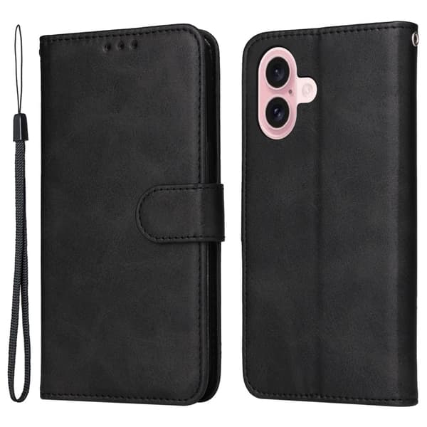 iPhone 16 PU læderpung etui - Flere farver Black