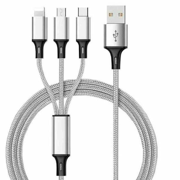 Multiladdarkabel 3-i-1 Snabbladdning Nylon USB Universal Typ-C Micro 5 Färger