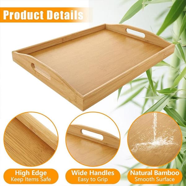 Rektangulær bambusbakke Husholdnings te serveringsfad Køkken snackfad Organizer 38x26x3cm
