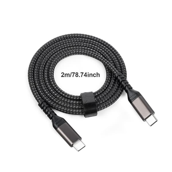 USB-C till USB-C-kabel 100W PD 5A, Svart 2m, Nylonflätad Snabbladdning