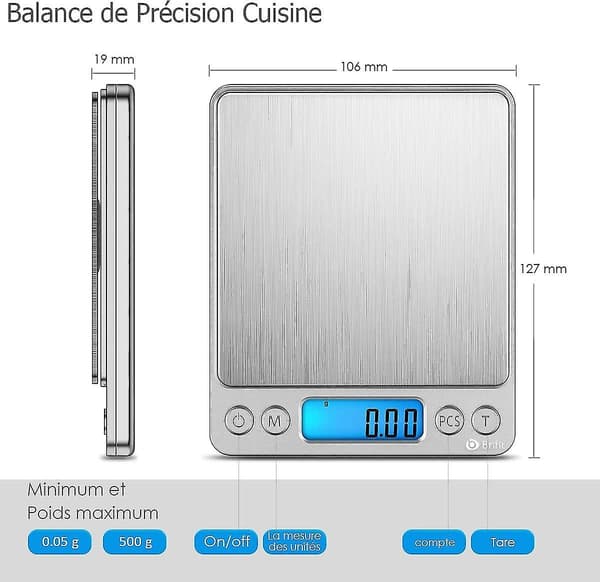 Minikeittiövaaka, 500g, LCD-näyttö